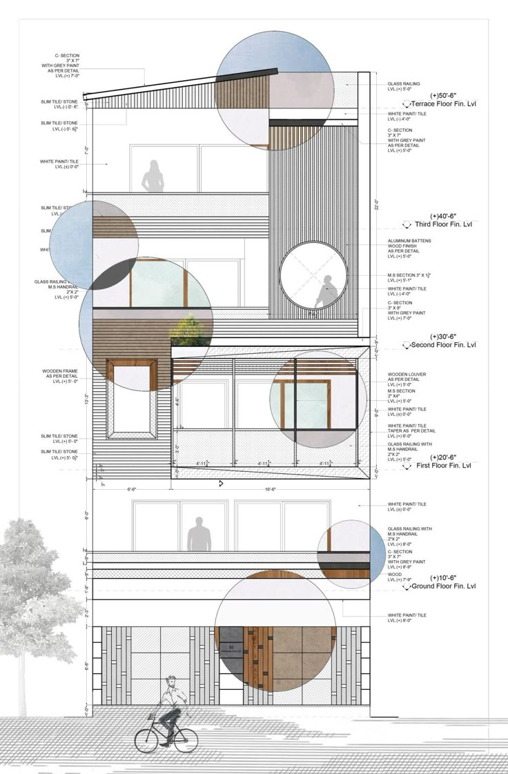 an architectural drawing shows the different sections of a house