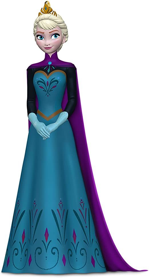 the frozen queen is dressed in blue and purple