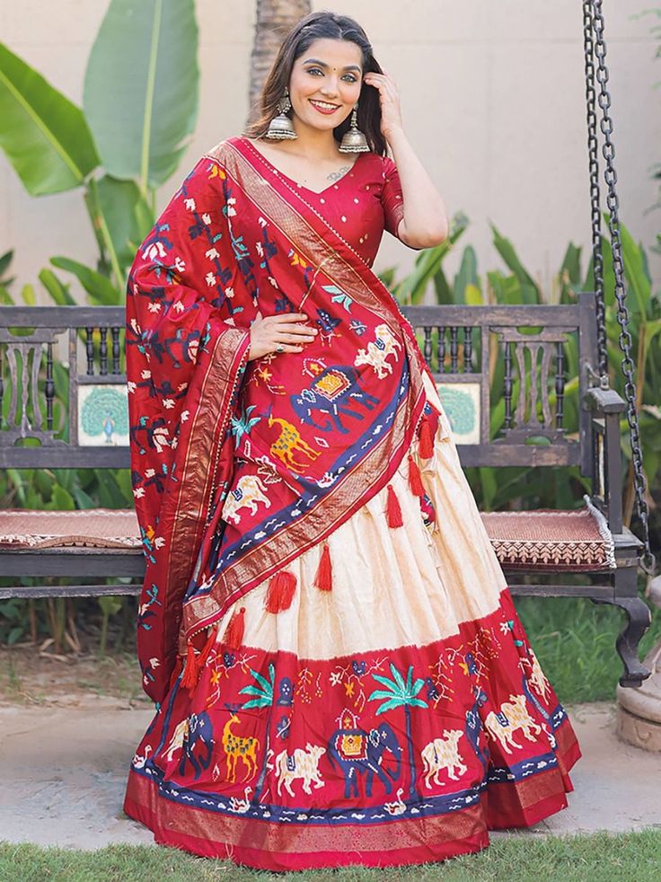 Design and pattern could be at the rise of your beauty after you dress in this marvelous red digital printed dola silk festive wear lehenga choli. This stunning set will surely brighten up your festive occasions, Navratri, receptions, weddings, and other events where you want to stand out from the crowd.
Crafted with utmost perfection, this lehenga choli set is designed to make you feel like a style icon. It features a red printed dola silk lehenga with foil work that has an impressive 4-meter f Red Traditional Drape Sets For Navratri, Red Floor-length Choli For Transitional Season, Red Art Silk Anarkali Set For Navratri, Wedding Lehenga With Kalamkari Print, Wedding Lehenga With Kalamkari Print In Traditional Drape, Traditional Kalamkari Print Lehenga For Wedding, Unstitched Kalamkari Wedding Choli, Traditional Wedding Lehenga With Kalamkari Print, Kalamkari Print Wedding Sets For Navratri