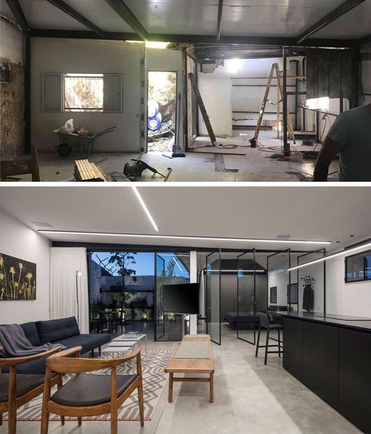 before and after photos of a house being remodeled