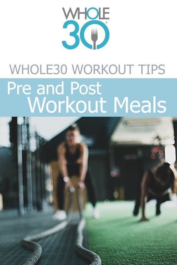 the cover of whole 30 workout tips pre and post workout meals