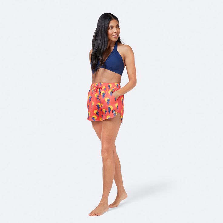 These sporty board shorts, made in a soft recycled-blend fabric, will add a touch of bright and bold to your beachwear this sunny season. Our original cactus design, in warm shades of dark pink, golden yellow and navy, is inspired by the heat of a Mexican summer. Match up the whole family for fun days at the beach or pool. Multicolor Swimwear With Built-in Shorts For Vacation, Summer Swimwear With Built-in Shorts For Warm Weather, Orange Swim Trunks With Built-in Shorts For Beach, Orange Beachwear Swimwear With Built-in Shorts, Orange Beachwear Swim Trunks For Beach Season, Orange Swim Trunks For Beach Season, Orange Short Swimwear For Spring, Orange Shorts For Poolside And Beach Season, Orange Beachwear Shorts For Beach Season