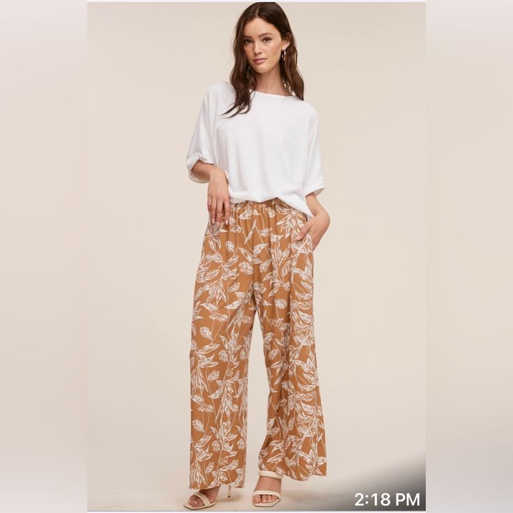 Wide Leg Pants Flower Pattern Floral Print Wide Leg Pants For Day Out, Casual Wide Leg Pants With Floral Print, Relaxed Fit, Chic Floral Print Ankle-length Wide Leg Pants, Casual Floral Print Wide Leg Pants For Spring, Chic Wide-leg Floral Print Pants, High-waisted Floral Print Loungewear Pants, Chic Wide-leg Pants With Floral Print, Casual High-waisted Floral Wide Leg Pants, High-waisted Floral Print Lounge Pants