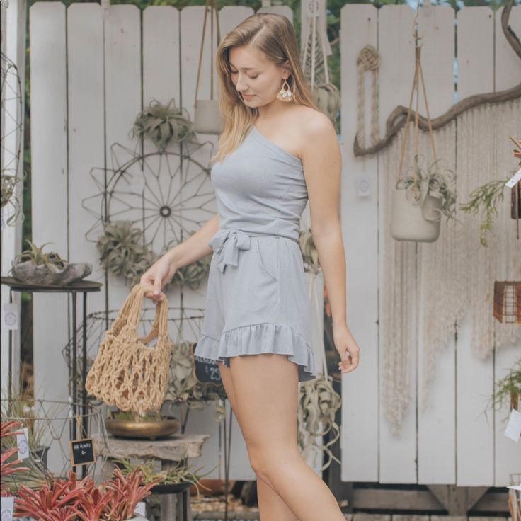 Brand New - No Tags But It Has Never Been Worn Or Washed Pockets With Elastic At Waist And Tie Light Blue Jumpsuits And Rompers For Summer Day Out, Beachy Romper, One Shoulder Romper, Jumpsuit Coverup, Light Blue Romper, Tube Romper, Resort Wear Beach, Crochet Romper, Coverup Beach