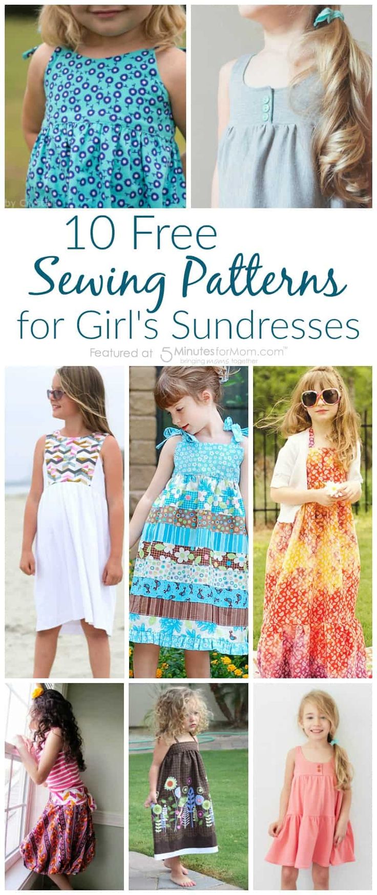 the top ten free sewing patterns for girls'sundresses, including dresses and skirts