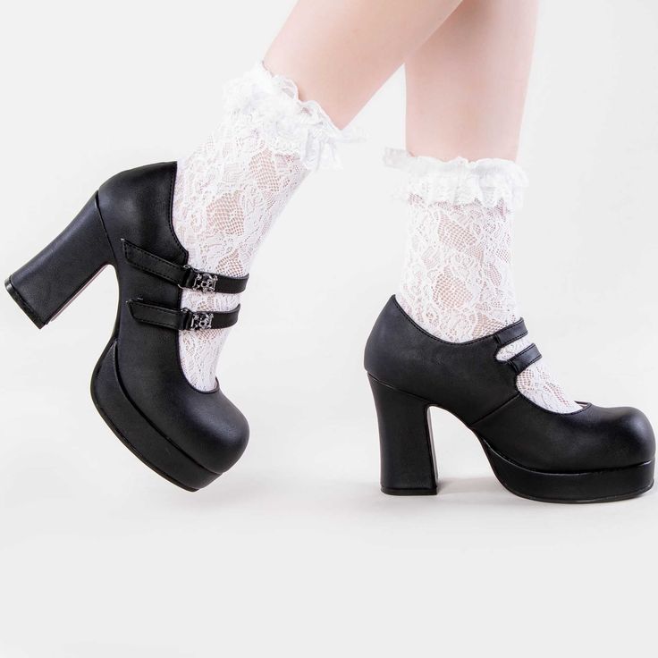 Mary Jane Heels Outfit, Punk Festival, Aesthetic Wear, Black Mary Jane Heels, Demonia Boots, Top Clothing Brands, Demonia Shoes, Heels Outfits, Killer Heels