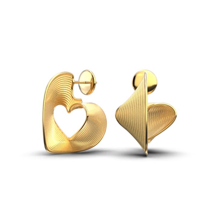 Italian statement gold heart earrings made in Italy by Oltremare Gioielli Italian Engagement Ring, Italian Gold Jewelry, Modern Heart, Heart Earring, Heart Hoop Earrings, Italian Jewelry, Modern Earrings, Gold Hoops, Gold Heart