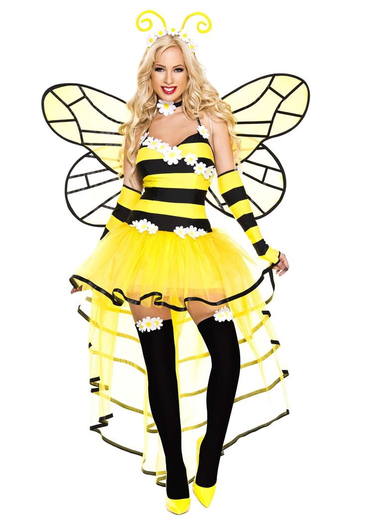 a woman dressed in a bee costume