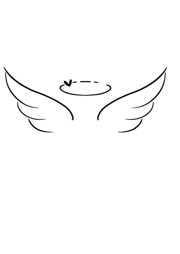 (paid link) A heart with wings, a halo, and name  Script with wings, halo, and name  Black & Grey photograph with time and date of the child's birth  A ... Wings Angel Drawing, Angle Wings Wallpaper, Wings Outline Tattoo, Mini Tattoos Angel Wings, Angel Baby Tattoos, Tiny Wing Tattoo, Wings With Halo Tattoo, Simple Angel Drawing, Simple Wings Tattoo