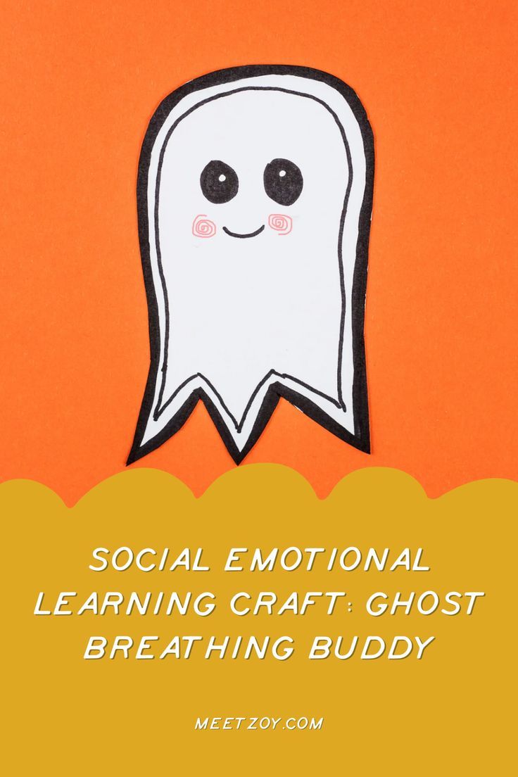 a paper ghost with the text social emotional learning craft and ghost breathing buddy