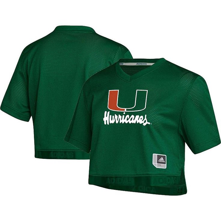 Your tailgate aesthetic is about to get a major boost with this Miami Hurricanes cropped jersey from adidas. Constructed with Primegreen fabric technology for a clean, sporty feel, this jersey features a crop top design to go along with classic Miami Hurricanes graphics and colors. This piece of gear allows you to focus on both your fandom and your style all in one.Your tailgate aesthetic is about to get a major boost with this Miami Hurricanes cropped jersey from adidas. Constructed with Primeg Tailgate Aesthetic, Crop Top Design, Cropped Jersey, Crop Top Designs, Winter Neutral, Mens Home, Wedding Watch, Top Design, Adidas Women