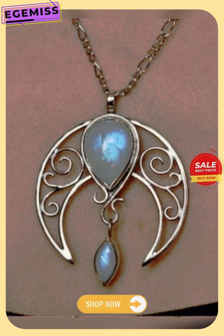 Silver Natural Opal Moonstone Cutout Necklace Ethnic Vintage Jewelry Silver Moon Bohemian Jewelry, Nickel Free Crescent Bohemian Necklaces, Nickel-free Crescent Bohemian Necklaces, Bohemian Crescent Nickel-free Necklaces, Nickel-free Crescent Bohemian Necklace, Silver Crescent Bohemian Jewelry, Bohemian Silver Crescent Jewelry, Bohemian Crescent Metal Necklaces, Spiritual Moonstone Jewelry For Festivals