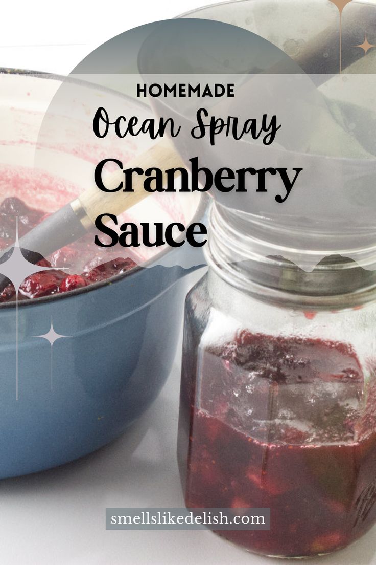 homemade ocean spray cranberry sauce in a mason jar