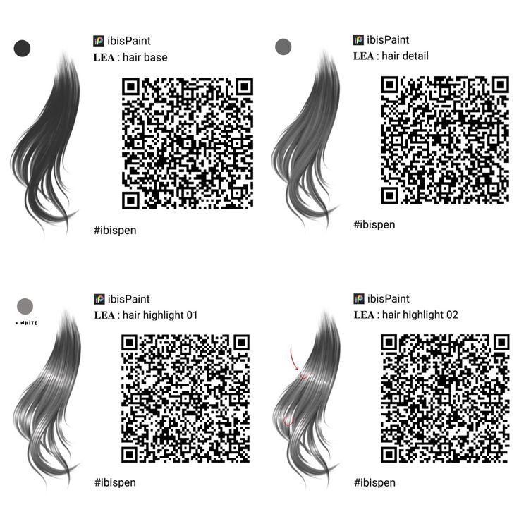 four different images of the same hair type as well as qr code for each section