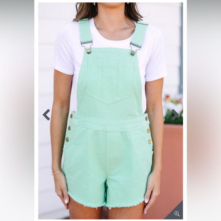 Green Denim Overalls 100% Cotton Size Small - True To Size New Without Tags! Trendy Light Wash Cotton Shortalls, Trendy High Rise Cotton Shortalls, Casual High Rise Shortalls For Spring, High Rise Cotton Shortalls For Spring, Cotton Shortalls With Frayed Hem For Spring, Spring Cotton Shortalls With Frayed Hem, Casual Green Shortalls With Pockets, Spring Light Wash Cotton Shortalls, Free People Overalls