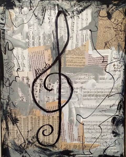 an art piece with music notes on it