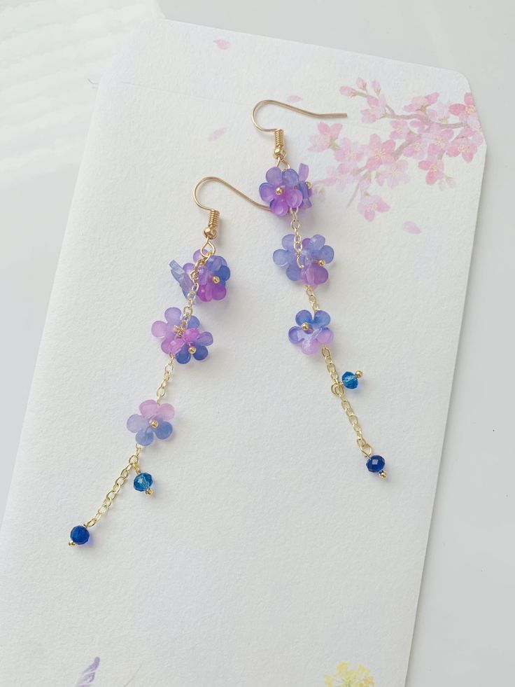 Cherry Blossom Purple Ombré Sakura Flower Japanese Earrings, Handmade Earrings, Aesthetic Earrings, Kawaii Earrings, Gift For Her Lavender Flower Earrings, Single Bead Earrings, Diy Earrings Aesthetic Beads, Purple Flower Earrings, Cute Handmade Earrings, Cool Earrings Aesthetic, Flower Earrings Aesthetic, Cute Earrings Aesthetic, Handmade Earrings Ideas