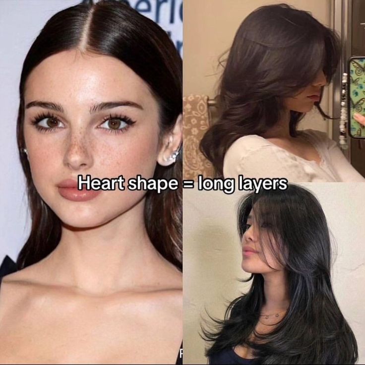 haircut, face shapes, oval face, round face, diamond face, heart face, square face, wispy bangs, wolf cut, long layers, hush cut, long hair, hair for every face shape Hair Inspo For Heart Shaped Face, Round Vs Oval Face Shape, Round Face Best Haircut, Square Head Shape Hairstyles, Haïr Style For Heart Face, Cute Hairstyles For Oval Face Shape, Haircuts For Women With Square Faces, Crescent Bangs Heart Shaped Face, Wolf Cut Hair Long Round Face