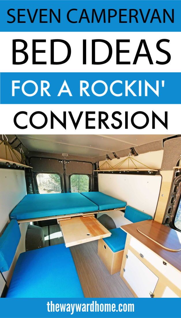 an rv with the text seven campervan bed ideas for a rockin'convention