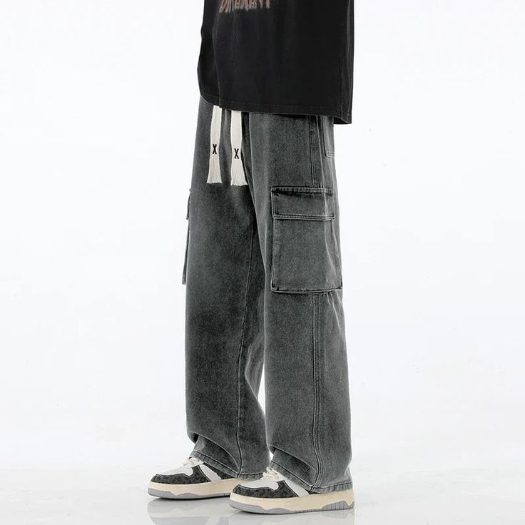 SPECIFICATIONS Autumn New Men Cargo Jeans Baggy American High Street Y2K Multi-pocket Youth Overalls Fashion Streetwear Vintage Wide Leg Pants Brand Name: BLEASENDY Closure Type: Elastic Waist Applicable Scene: Daily Fabric Type: Stripe Applicable Season: Four Seasons Style: chic Origin: Mainland China CN: Guangdong Ge Style Salopette, Vintage Wide Leg Pants, American Street Fashion, Overalls Fashion, Street Y2k, Mens Work Pants, Denim Decor, Streetwear Mode, Carhartt Pants