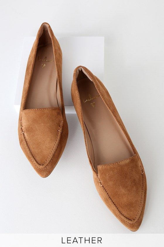 Your everyday fave is better than ever! The Lulus Emmy Leather Camel Suede Pointed-Toe Loafers have a genuine suede leather pointed-toe upper, and a low-cut, notched collar for a chic and sophisticated pair you'll want to rock on the daily! Fit: This garment runs small - please size up. 0. 25" rubber heel. Smooth insole. Rubber sole has nonskid markings. Genuine leather upper. Balance man made materials. Imported. Lulus | Emmy Leather Camel Suede Pointed-Toe Loafers | Size 8. Suede Flat Heel Loafers For Everyday, Everyday Suede Loafers With Flat Heel, Fall Workwear Pointed Toe Suede Flats, Brown Suede Loafers For Everyday, Casual Suede Pointed Toe Flats, Classic Suede Flats With Almond Toe, Formal Suede Pointed Toe Flats, Everyday Fall Flats, Suede Low Heel Loafers For Work