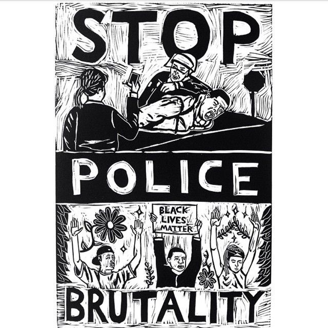 a black and white poster with the words stop police