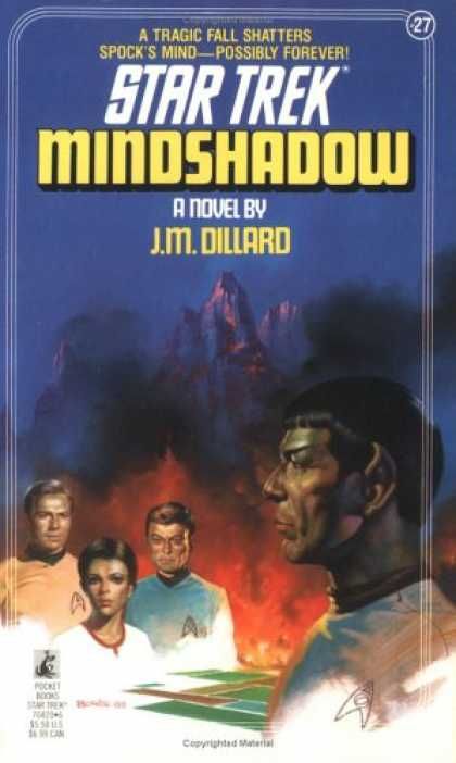 the cover to star trek mindshadow by j m dilllard is shown