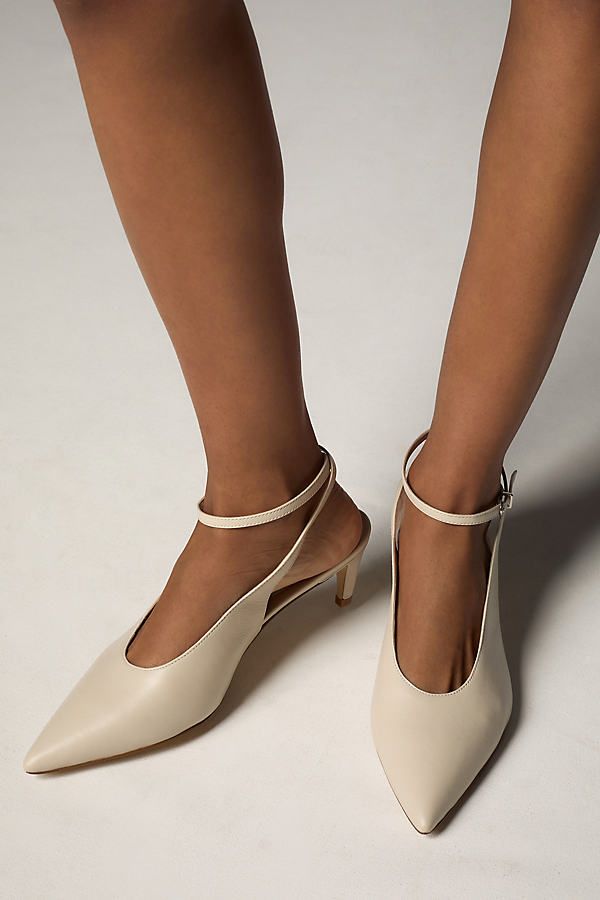 Leather upper, insole, sole Buckle styling Imported | Ankle-Wrap Kitten Heels by Anthropologie in Beige, Women's, Size: 8, Leather Anthropologie Shoes, Shoes Heels Wedges, Ankle Wrap, Heels & Wedges, 50 Fashion, Bridal Shoes, Shoe Sale, Kitten Heels, Clothing And Shoes