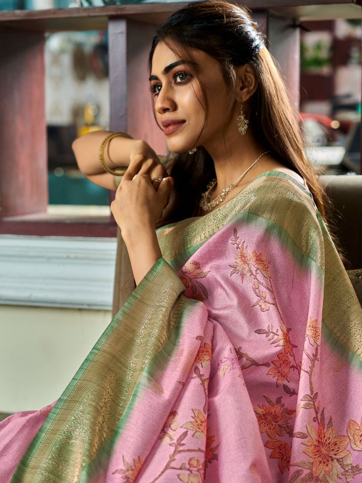 Elevate your ethnic wear collection with our stunning "beautiful baby pink floral printed silk traditional saree." This gorgeous saree features a soft baby pink color silk material with intricate floral print work and zari weaving, giving it a traditional yet elegant look. The saree drapes beautifully, making it comfortable to wear for any occasion.
This saree include its exquisite floral print design and the intricate zari weaving work that adds a touch of sophistication to the overall look. Th Pink Blouse Piece With Floral Print And Traditional Drape, Pink Floral Print Blouse Piece With Traditional Drape, Pink Unstitched Saree For Eid, Unstitched Pink Saree For Eid, Pink Art Silk Handloom Blouse Piece, Pink Handloom Art Silk Blouse Piece, Pink Floral Traditional Wear For Diwali, Pink Floral Print Traditional Wear For Diwali, Unstitched Pink Floral Traditional Wear