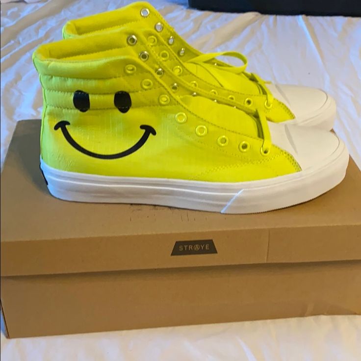 Brand New Hi-Top Sneakers Neon Yellow Size 10 Perfect For Coachella Casual Sneakers For Skateboarding In Spring, Sporty Sneakers For Skateboarding In Summer, Casual Spring Sneakers For Skateboarding, Casual Skateboarding Sneakers For Spring, Fun Spring Sneakers With Rubber Sole, Fun Lace-up Sneakers For Spring, Fun Lace-up Spring Sneakers, Fun Sneakers With Rubber Sole For Streetwear, Custom Casual Sneakers For Summer Streetwear