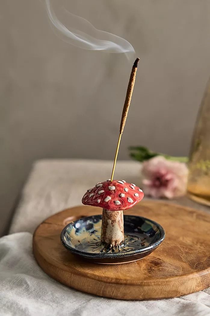 Candle Holders & Lanterns | Anthropologie Creative Incense Holder, Insence Holder Ideas, Incent Holder, Pottery Incense Holder, Diy Incense Holder, Clay Candle Holders, Magical Room, Mushroom Crafts, Clay Candle