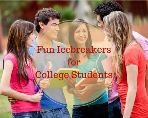 four young people talking to each other with the words fun icebreakerrs for college students