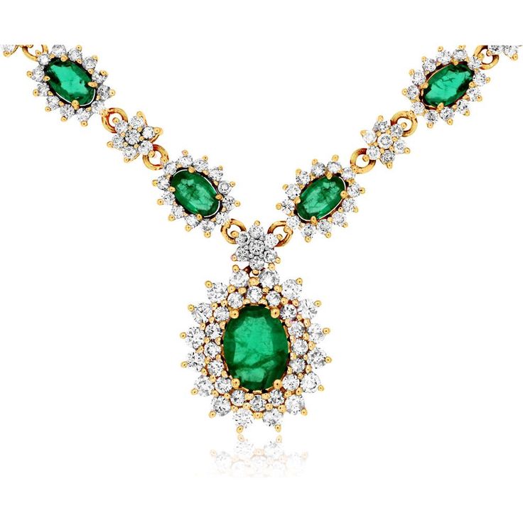 Royal 14K Yellow Gold Emerald & Diamond Necklace - Exquisite Elegance Formal Emerald Necklace With Brilliant Cut, Luxury Emerald Necklace With Diamond Accents For Formal Events, Luxury Emerald Gemstone Necklace For Formal Occasions, Exquisite Emerald Necklace, Dazzling Brilliant Cut Emerald Necklace For Formal Events, Opulent Diamond Necklace For Formal Events, Opulent Diamond Necklace For Formal Occasions, Dazzling Formal Emerald Necklace Brilliant Cut, Exquisite Diamond And Emerald Formal Necklace