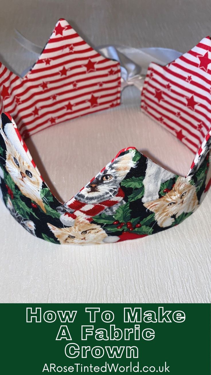 how to make a fabric crown with red, white and green stars on the top