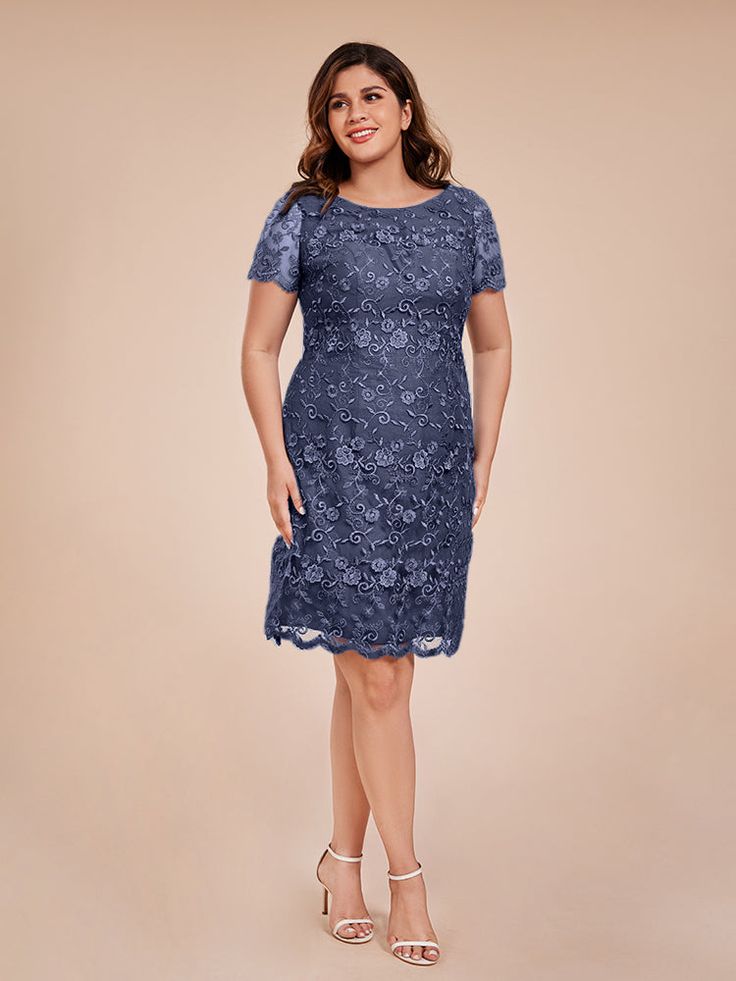 Introducing our elegant Column Short Sleeves Knee Length Lace Mother of the Bride Dress. Made with high-quality lace fabric and featuring a knee-length design with short sleeves, this dress is perfect for any special occasion. Feel confident and stylish on your big day with this stunning mother of the bride dress. Attention! The sleeves are see-through and unlined. (Refer to the picture below) Elegant Knee-length Lace Dress For Mother Of The Bride, Formal Short Sleeve Midi Dress With Lace Trim, Lace Midi Dress With Short Sleeves For Formal Occasions, Knee-length Lace Mother Of The Bride Dress For Formal, Formal Lace Mother Of The Bride Dress, Knee-length, Formal Knee-length Lace Mother Of The Bride Dress, Fitted Short Sleeve Dresses For Mother Of The Bride, Knee-length Lace Patchwork Dress For Formal Occasions, Elegant Short Sleeve Dress With Lace Patchwork