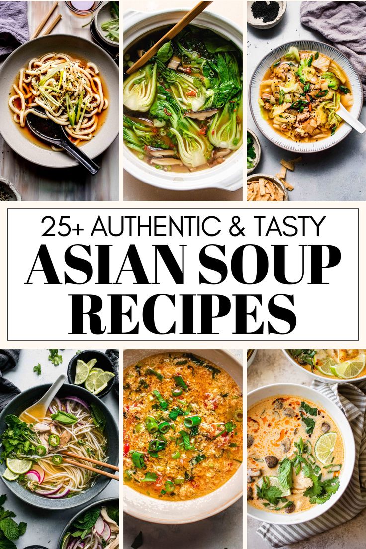 Journey through Asia with this curated collection of 25+ Asian soups from a diverse range of countries like Japan, China, Thailand, Vietnam, Korea, and Indonesia! Whether you're craving the comforting warmth of a steaming bowl of ramen, the aromatic spices of Thai coconut soup, or the nourishing goodness of Chinese herbal soups, this roundup has something for every soup lover. Thai Veggie Soup, Asian Inspired Soup Recipes, Noodle Soups Asian, Japanese Soups And Stews, Soup Asian Recipes, Soup Recipes Chinese, Chinese Food Recipes Soup, Asian Style Soup, Ginger Garlic Soup