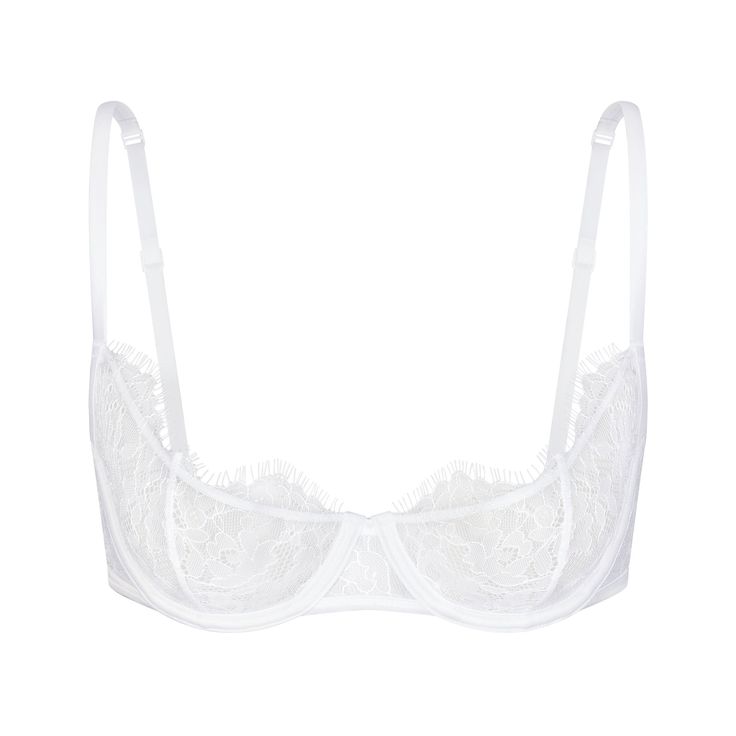 SKIMS LACE UNLINED SCOOP BRA | SNOW