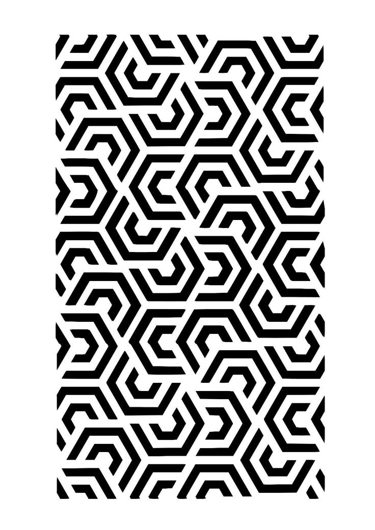 an abstract black and white pattern in the shape of hexagonal figures, which appear to be interlocked