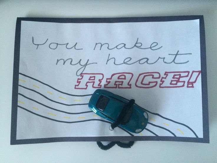 a handmade card with a car on it and the words you make my heart trace