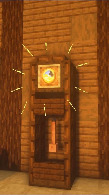 Minecraft Grandfather Clock Design, Rooms For Minecraft House, Minecraft Coat Rack, Room Decor Ideas Minecraft, Minecraft Baby Room, Minecraft Interior House Ideas, Minecraft Houses Outside, Minecraft Building Decorations, House Decorations Minecraft