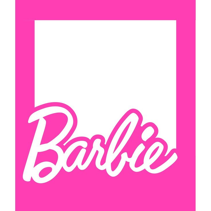 the word barbie written in white on a pink background