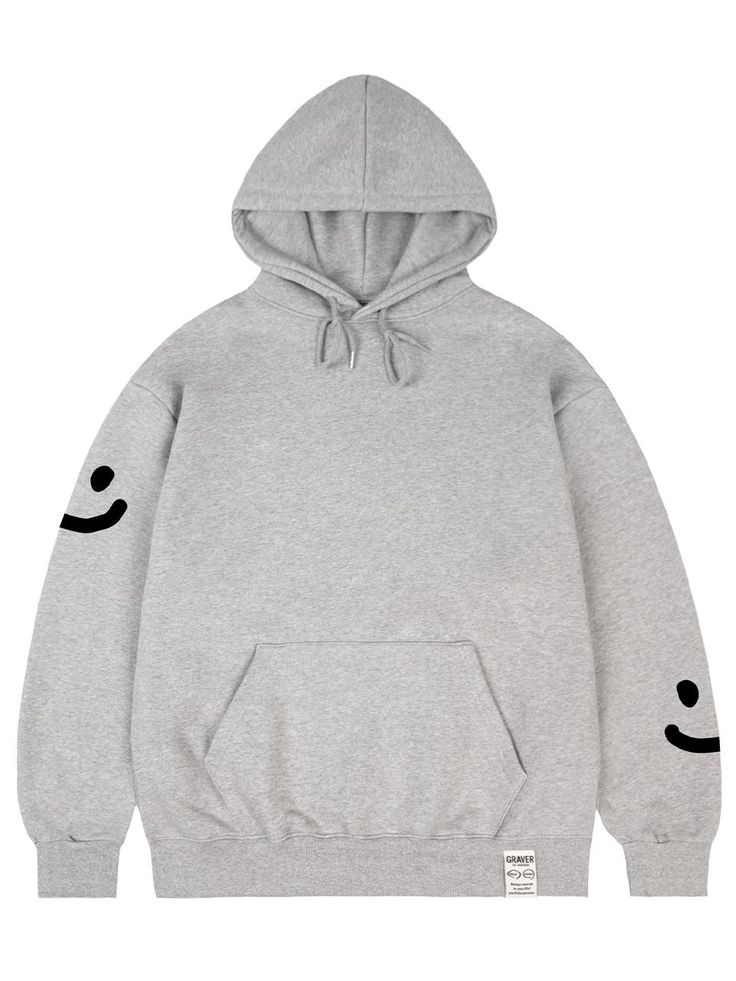 It is a basic and casual hoodie with graphic print. Made of polyester blend cotton fabric, the hoodie is soft and lightweight. The hoodie is finished with tenter and tumble process to minimize fabric shrinking. The smiling clover drawing graphic is printed using urethane printing. - Unisex item- Graphic print- Ribbed cuffs, hem- Logo label patch- Kangaroo pocket Urban Gray Hoodie With Graphic Print, Gray Graphic Print Hoodie For Winter, Winter Gray Hoodie With Graphic Print, Gray Graphic Print Hoodie, Gray Cotton Trendy Hoodie, Trendy Gray Cotton Hoodie, Gray Cotton Hoodie With Graphic Print, Gray Cotton Hoodie For Winter, Sporty Gray Hoodie With Graphic Print