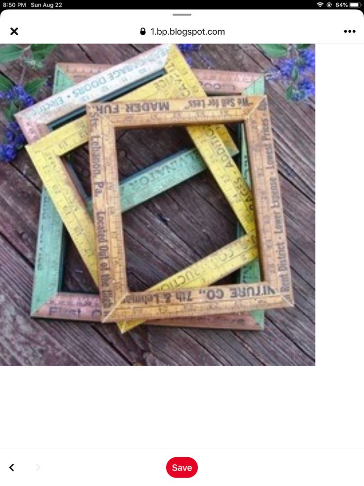 four wooden rulers arranged on top of each other with the words measure written in them