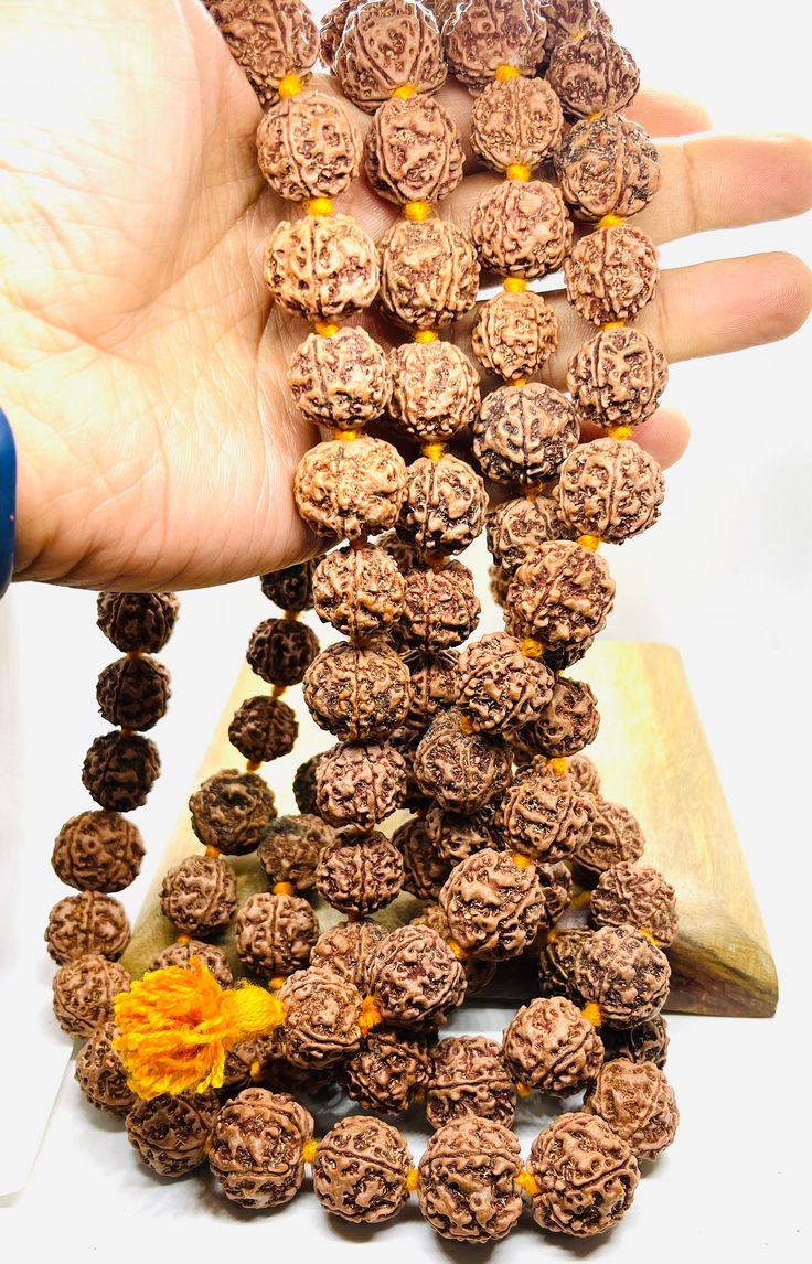 Welcome, Namaste  We offer 100% Money Back, No Questions Asked. Bid with confidence. Nepalese 5 Mukhi Rudraksha collector big beads Mala - very long beads mala - Large beads - Nepalese collector beads - 108 + 1 beads - mantra knots after each bead Total Rudraksha - 108 + 1 Individual Bead size - (20 mm) approx  Length of Mala - 180 cm  (approx) This Kantha of 108  beads of 5 Nepalese mukhi rudraksh is very auspicious. 5 MUKHI REPRESENTS JUPITER PLANET. Five mukhi rudraksha is used to sublimate t Traditional Hand-strung Beaded Necklaces For Festivals, Traditional Beads For Rituals And Festivals, Traditional Beaded Necklaces For Puja, Temple Necklace With Round Beads For Puja And Festivals, Beaded Necklaces With Latkans For Rituals And Festivals, Diwali Rituals Mala With Pallu, Traditional Round Beads Beaded Necklace For Diwali, Traditional Festive Mala, Handmade Mala For Rituals