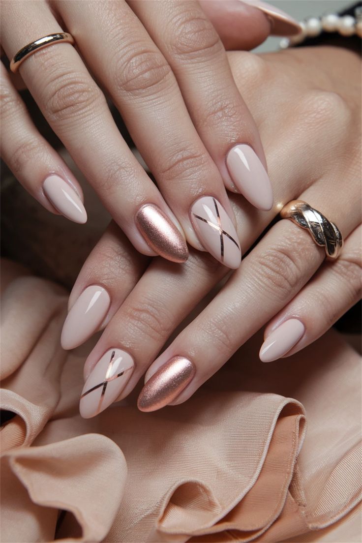 If you're looking for short nail ideas that combine elegance with comfort, consider the trendy almond shape. This design flatters your fingers while offering a neat, polished appearance. You can experiment with soft pastels or vibrant hues to suit your mood, and adding subtle nail art can elevate your look. Embrace the chicness of almond-shaped short nails that are perfect for any occasion! Pointy Nails Short Design, Almond Neutral Nails Classy, Wedding Anniversary Nail Designs, Wedding Nails Bridesmaid Almond, Nude Shade Nail Art, Neutral Elegant Nails, Nail Art Elegant Classy, Short Nails Almond Shape, Gel Polish Natural Nails