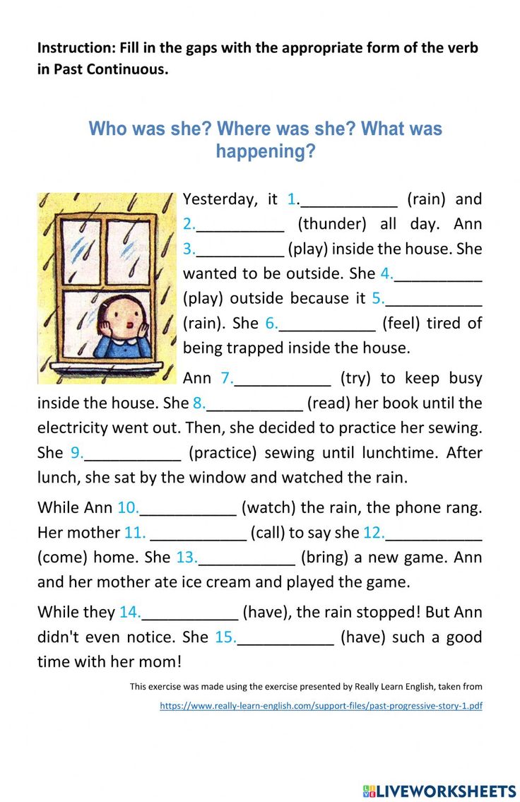 a worksheet with an image of a person looking out the window and asking what is