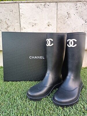 ad eBay - (NEW) CHANEL Black Rubber Rain Boots | White CC Logo | SZ:UK 37 READ DISCRIPTION - Buy Now, click the link (eBay)