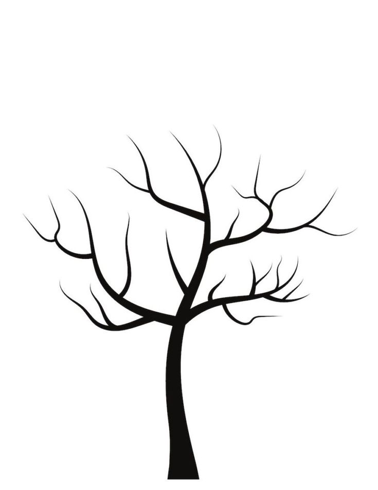 a black and white silhouette of a tree with no leaves on the branches, without leaves