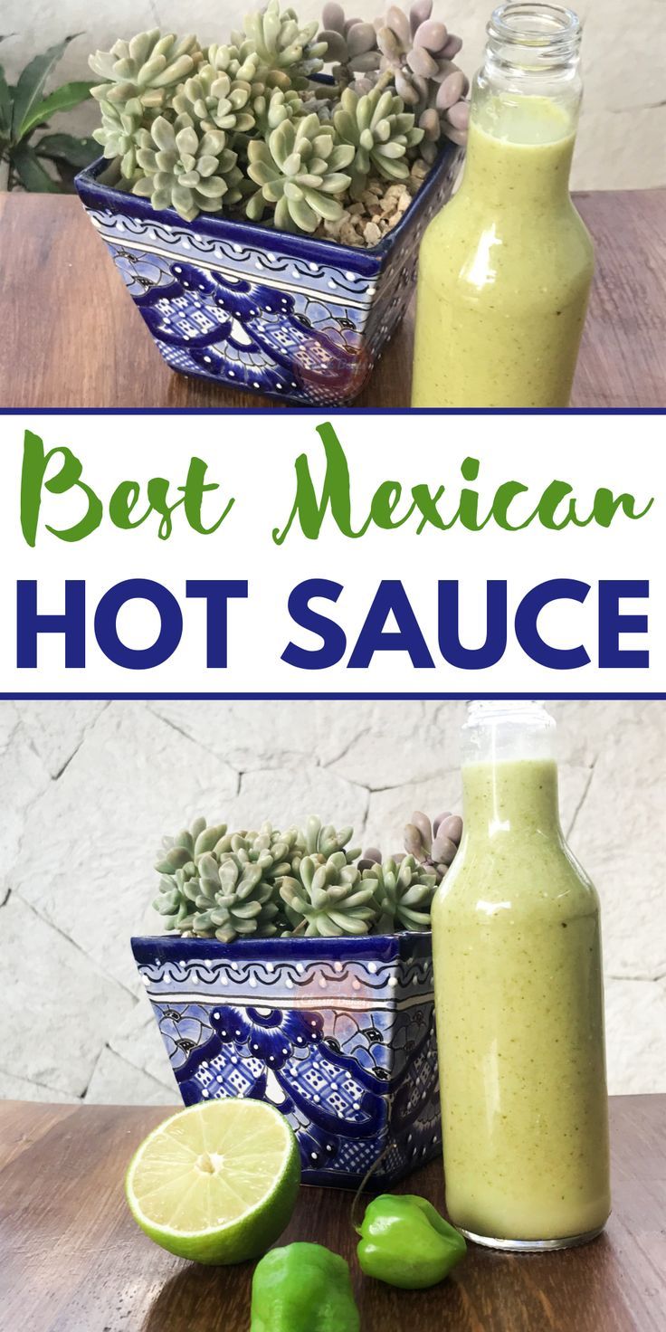 the best mexican hot sauce is in a glass bottle and next to some limes