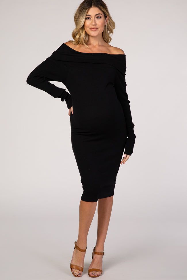 Black Off Shoulder Midi Maternity Dress – PinkBlush Wedding Guest Dress Maternity, Maternity Wedding Guest Dress, Midi Maternity Dress, Off Shoulder Maternity Dress, Maternity Bodycon Dress, Casual Maternity Dress, Fall Wedding Guest, Fall Maternity, Fall Wedding Guest Dress